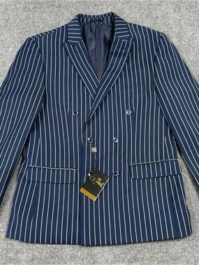 ej samuel stripped blazer navy blue yellow stripped sz 42R/36w